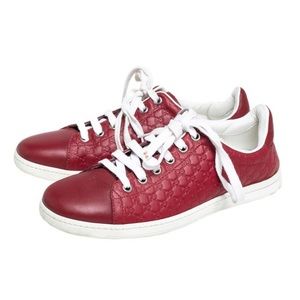 Gucci Red Microguccissima Leather Low Top Sneakers Size 39